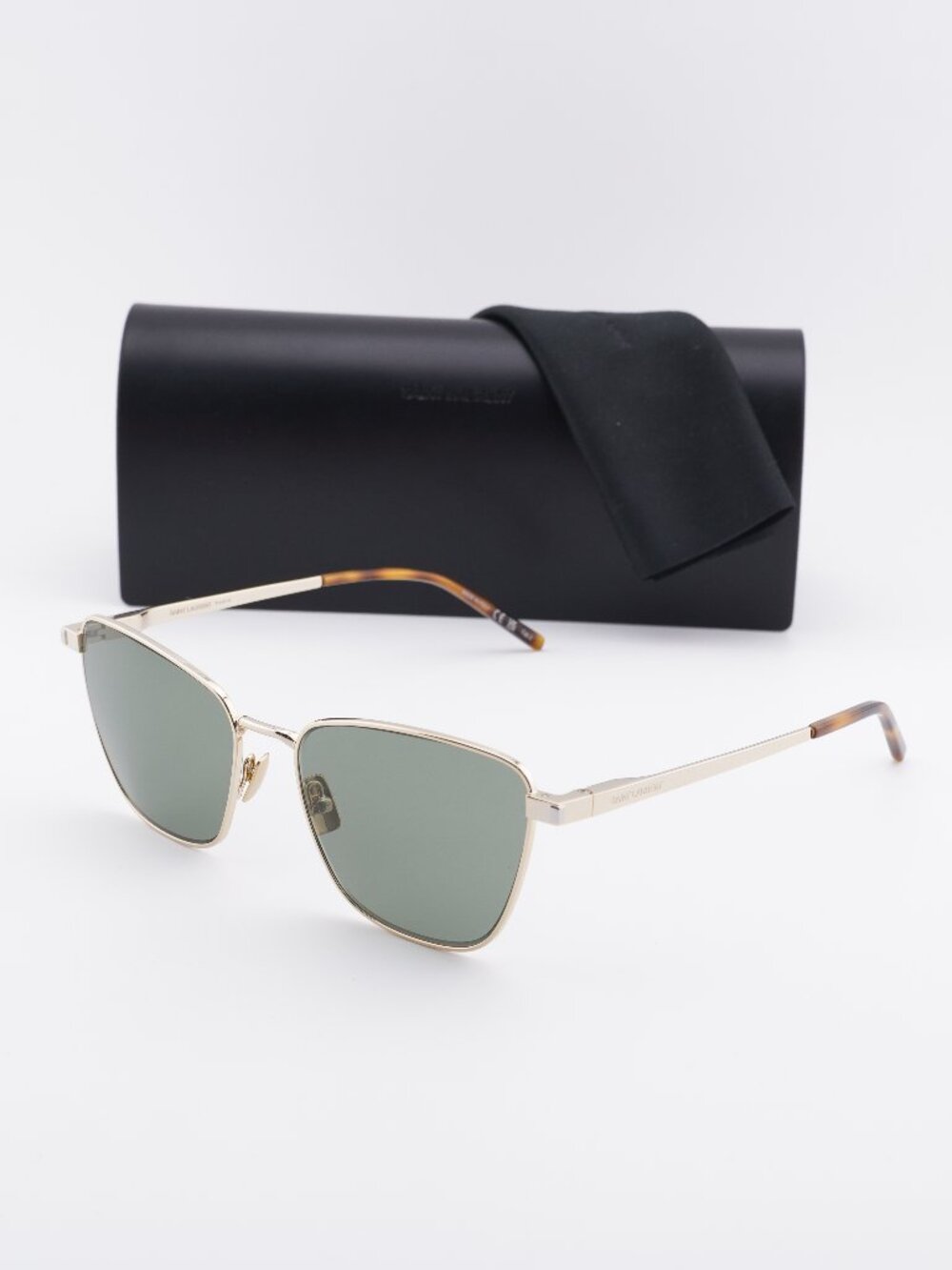 Saint Laurent SL551 003 Cat Eye Sunglasses - Gold \ Green